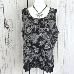 Black and White Paisley Floral Tank Top with Lace Hem Coldwater Creek.....325